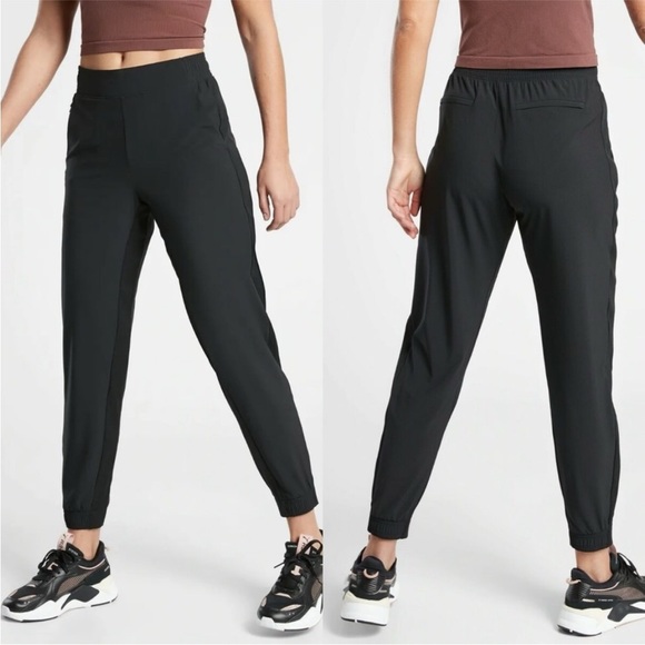 ATHLETA Pants Womens 3XL Black Straigh Leg Stretch Large Band Zip Pockets High W - Picture 1 of 11